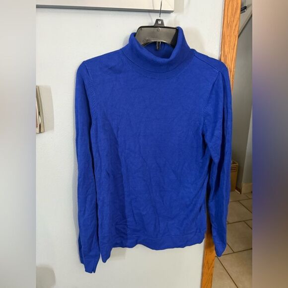 Worthington Royal Blue Turtlneck Pullover Ribbed Sweater Women's L Vintage - Picture 2 of 5